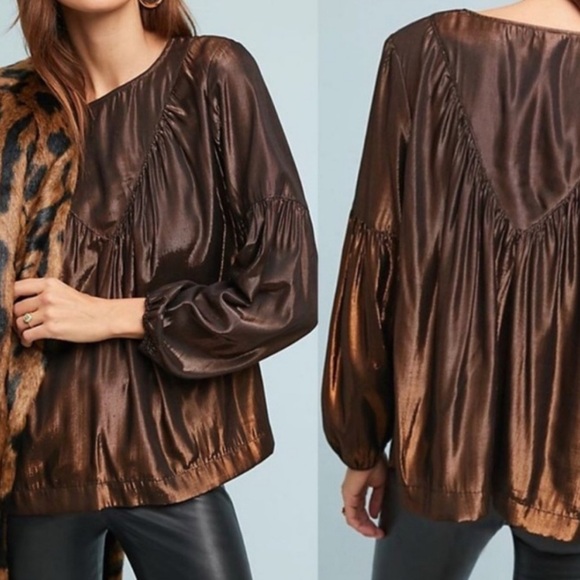 Bronze Metallic Blouse from Anthropologie - Picture 2 of 8